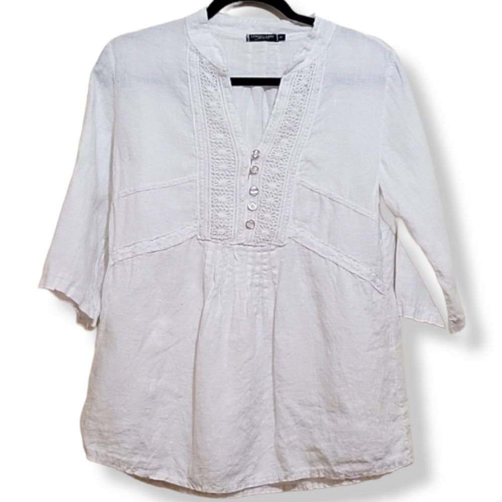 Lungo L'Arno Linen Crochet Blouse